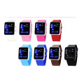 Fashion cute pink silicone band colorful led watch, lady watch